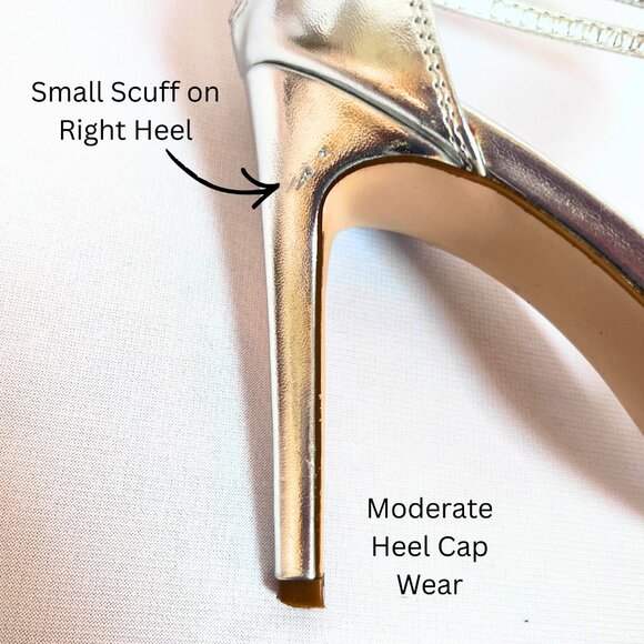 Steve Madden 9M Silver Sparkly Strappy Heels | Rhinestone Stilettos 4.5" - Picture 9 of 10